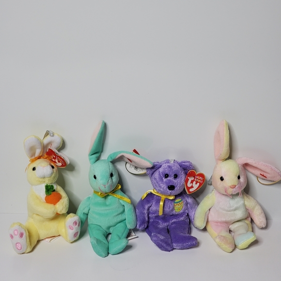 Lot ofTy Basket Beanies Collection Set of 4 - Eggs 3, Hippie, Nibbles, Hippity - Picture 1 of 7